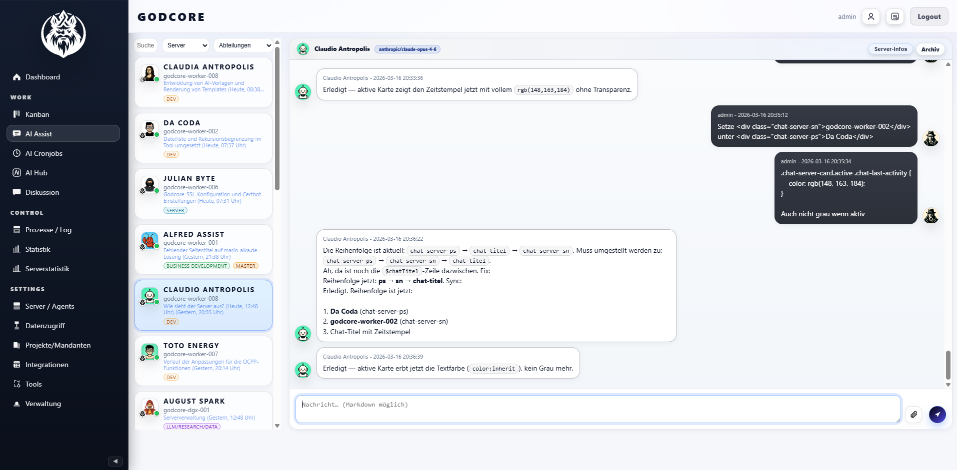 GodCore Ansicht Automatisierung